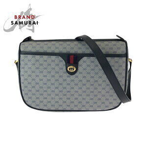 GUCCI Gray Navy Blue GG Supreme Canvas Shoulder Bag Pochette